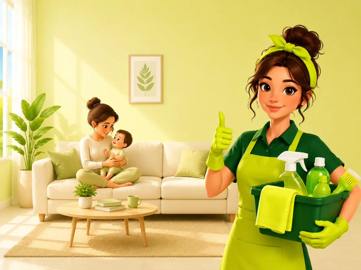 Just Shine Cleaning Services team ready for home cleaning in Abu Dhabi