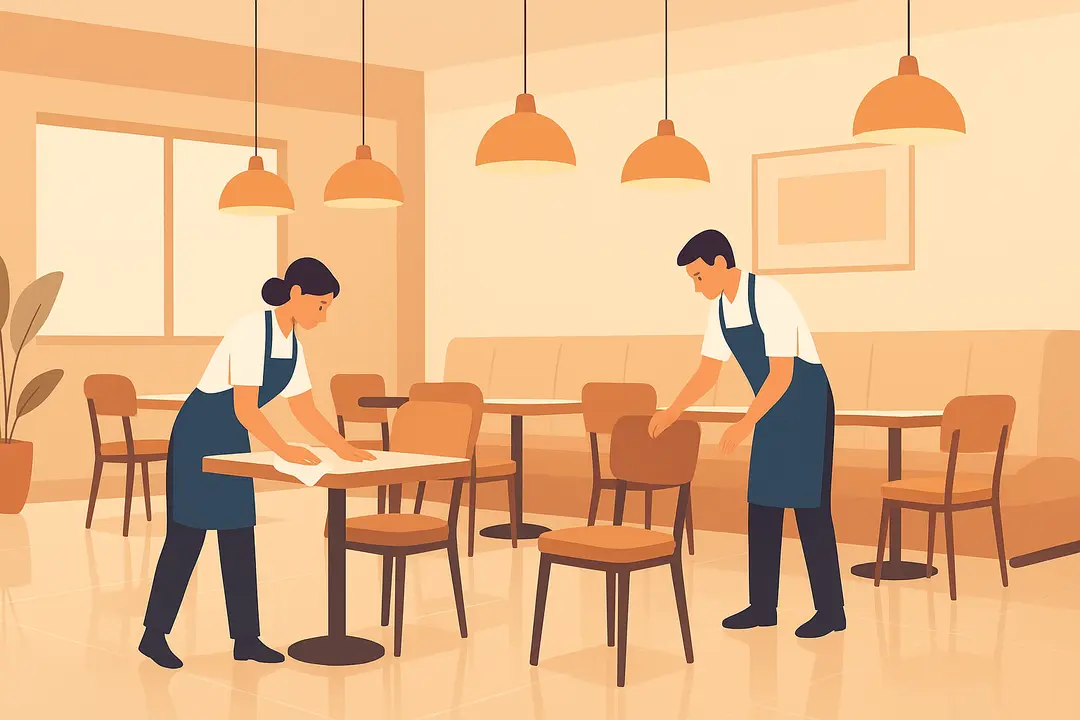 Clean and hygienic restaurant dining area