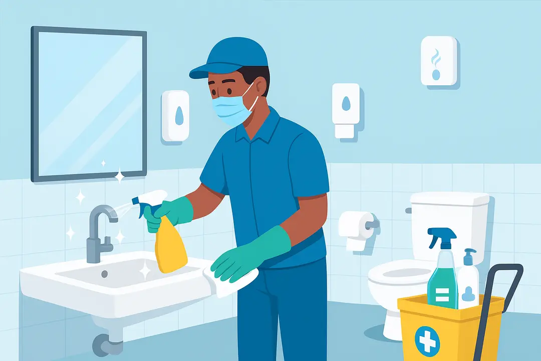 Restaurant restroom cleaning and sanitization
